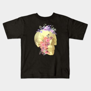 Floral Skull Anatomy Kids T-Shirt